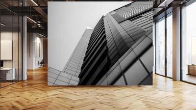 Skyscrapper building. Steel and glass. Black and white image Wall mural