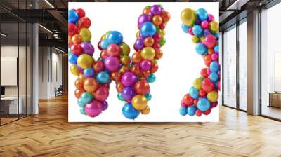 Group of 3d rendering letters U V W X Y Z made of colorful balloons. Funny alphabet isolated on transparent background. Wall mural