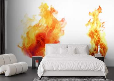 Set of burning fires of flames and sparks on transparent background. For use on light backgrounds. Wall mural