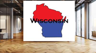 Politically split state of Wisconsin with half red and blue. Wall mural