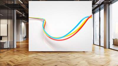 abstract curved wave simple three 3d lines rendered background with the empty space for graphic desi Wall mural