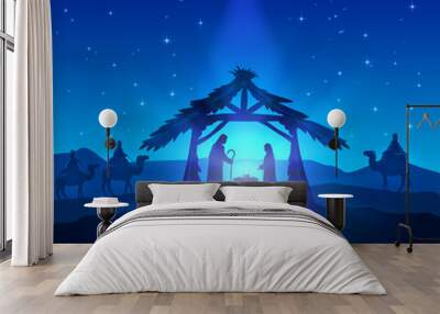 Christmas star and birth of Jesus Wall mural