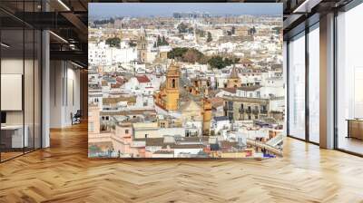 la ville de Séville vue depuis les hauteurs de la cathédrale avec ses toits, ses rues et ses églises Wall mural