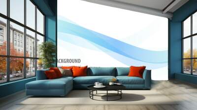 abstract blue line wave background Wall mural