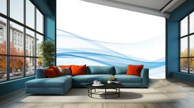 abstract blue line wave  whit background  Wall mural