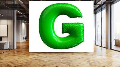 Green letter G made of inflatable balloon isolated on white background Wall mural