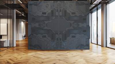 SciFi Panels. Futuristic texture. Spaceship hull geometric pattern. 3d illustration. Wall mural