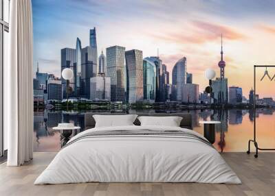 shanghai skyline at sunset Wall mural