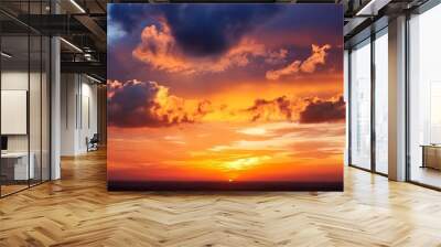 beautiful cloudy sunset colorful sky over horizon Wall mural