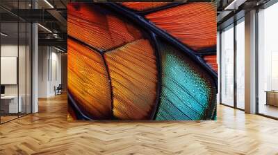 Closeup macro view of beautiful colorful abstract butterfly wing pattern Wall mural