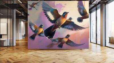 flying birds in the sky Wall mural