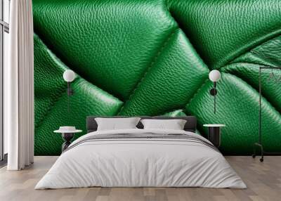 green textured leather background abstract leather texture Wall mural