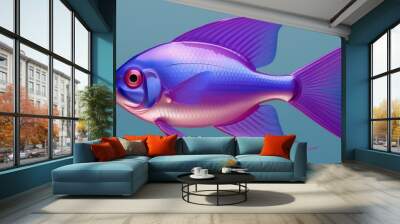 Inflated violet eighty five percent tetra 85% isolated on colored backdrop. 3-dimensional illustration. Wall mural