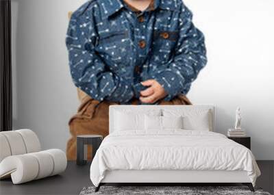 A Cute Little Boy Isolated on the White Background. Wall mural