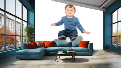 A Cute Little Boy Isolated on the White Background. Wall mural