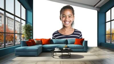 adorable african little girl on studio white background Wall mural