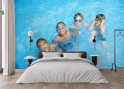 Children in outside swimming pool Wall mural