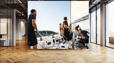 Team athletes Yacht training for the competition Wall mural