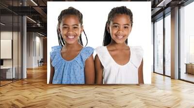 Two Adorable african twin girl on studio white background Wall mural