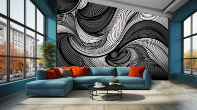 Sleek design with monochromatic abstract pattern and intricate geometric strokes. Wall mural