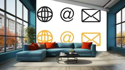 Contact icons collection. Contact us set in outline style. Avatar, location, phone and website symbol.  Mail envelope and calendar sign. Contact collection. Vector illustration. EPS 10. Wall mural