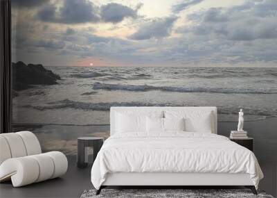 sunset beach and rock 2 Wall mural