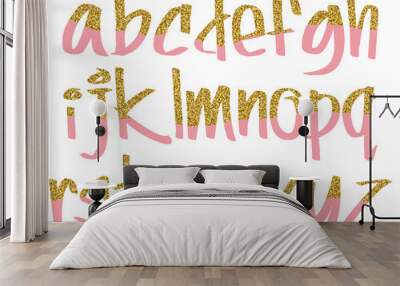 alphabet minuscules rose paillettes Wall mural