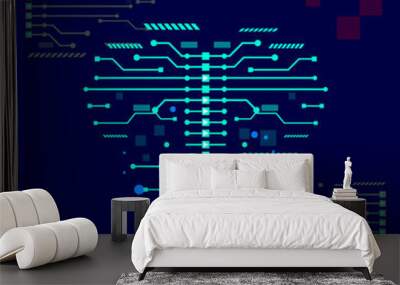 Abstract connecting dots and lines. Connection science background Wall mural