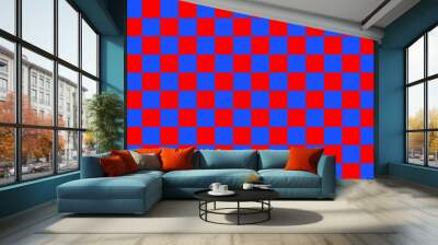 Checkered pattern background. Red blue. Geometric ethnic pattern seamless. seamless pattern. Design for fabric, curtain, background, carpet, wallpaper, clothing, wrapping, Batik, fabric,Vector illustr Wall mural