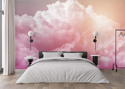 Pink sky background with clouds Wall mural