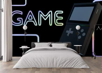 This 3D rendering of a classic game console reimagined in a dazzling neon rainbow, made of Red Green Blue light. Wall mural