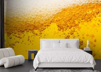 Beer background with bubble froth texture foam pouring alcohol soda in glass happy celebration party holiday new year concept object design Wall mural