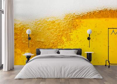 Beer background with bubble froth texture foam pouring alcohol soda in glass happy celebration party holiday new year concept object design Wall mural