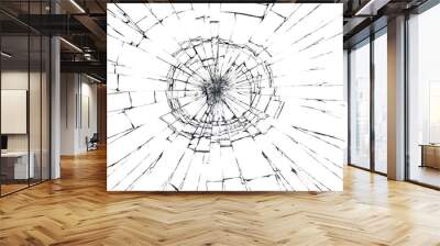 Broken glass craked isolated on white background ,hi resolution photo art abstract texture object design crash accident concept Wall mural