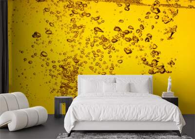 Bubble in liquid yellow color car oil or beer  juice syrup for background Wall mural