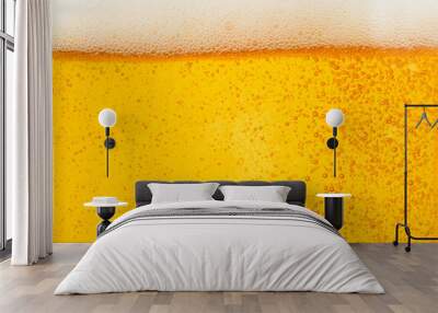 Pouring beer with bubble froth in glass for background Wall mural