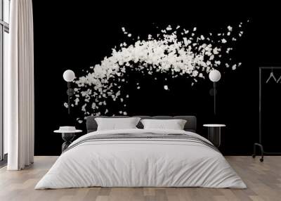 Salt splash explosion  isolated on black background , freeze stop motion Wall mural