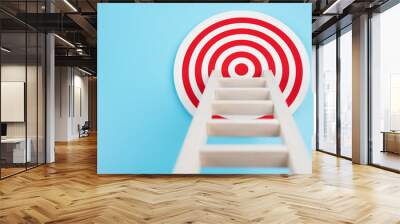 Staircase target on blue background growth development planning business concept Wall mural