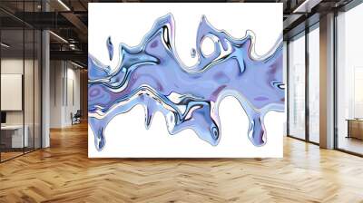 Abstract futuristic 3D chrome liquid background, surreal hologram chromatic effect blob wallpaper neon dynamic wave banner, fluid mercury glossy metal surface, liquid chrome shiny clipart. Wall mural