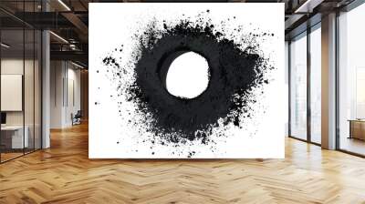 Pulver black in circle shape with hole vector illustration, black powder circular design with empty center, vector graphic of black particles in a circular arrangement Wall mural