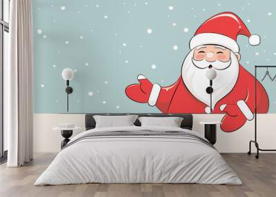 Santa Claus cartoon isolated on white banner, Christmas xmas simple minimal, Santa Claus drawing, holiday cartoon vector illustration Wall mural