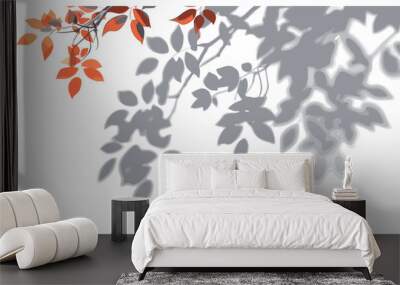 Tropical tree leaf shadow overlay effect on transparent background, vector illustration Leaves trees branches shadow shade, shadow effect on tropical leaves, tree branches vector illustration Wall mural