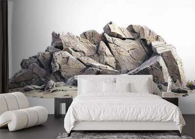 vector illustration Realistic rock mountains shapes landscape, Landscape of Rock and stone, 3d rendering transparent background png Wall mural