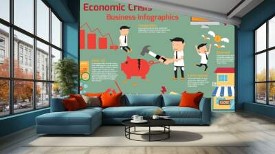 economic crisis infographics elements. financial crisis. investm Wall mural