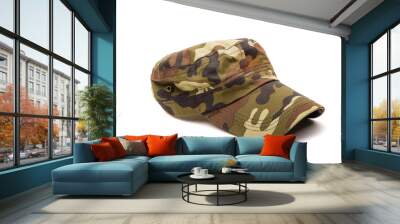 camouflage cap isolated on white Wall mural