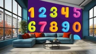 Cartoon vector colorful numbers set. Illustration for kids design Wall mural