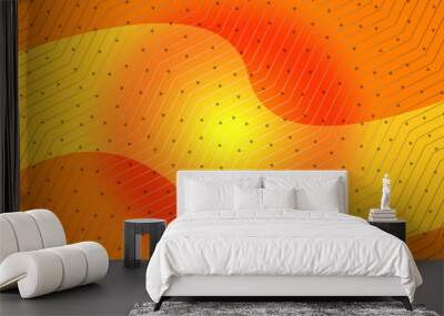 abstract, orange, illustration, pattern, yellow, design, wallpaper, backgrounds, texture, graphic, light, dots, color, art, backdrop, red, halftone, green, blur, technology, image, wave, dot, digital Wall mural