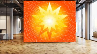 abstract, orange, wallpaper, yellow, design, light, illustration, red, pattern, graphic, texture, wave, art, backgrounds, color, waves, line, gradient, bright, decoration, lines, digital, sun, back Wall mural