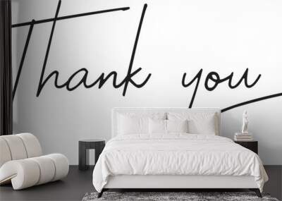 Thank you black text handwritten. Thank you black text white background vector. Thank you simple text. Wall mural