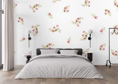 Seamless floral pattern with little red roses Wall mural